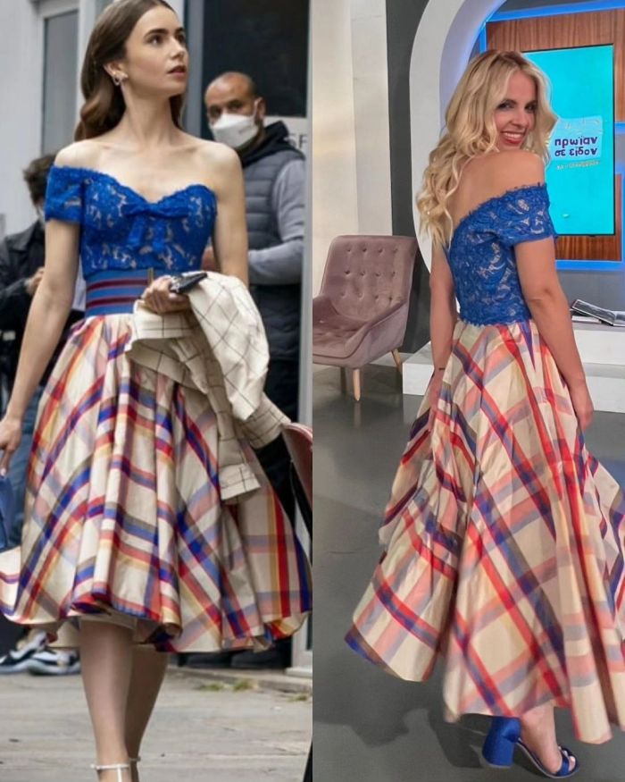 Τζένη Μελιτά όπως λέμε Emily in Paris  Εμφανίστηκε με το ίδιο φόρεμα γνωστού Έλληνα σχεδιαστή