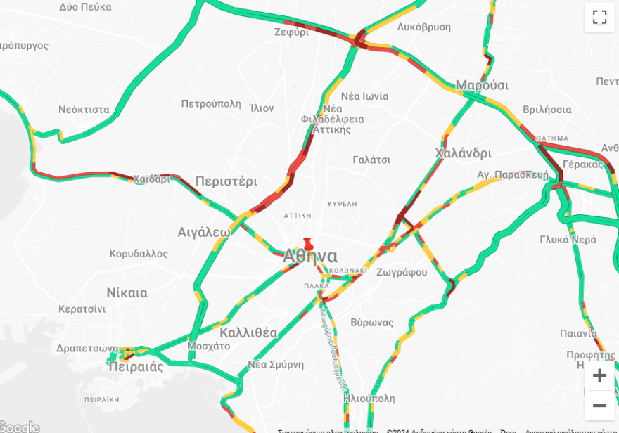 Κίνηση τώρα: Μποτιλιάρισμα σε Κηφισό, Αθηνών και Λ.Σχιστού – Live χάρτης